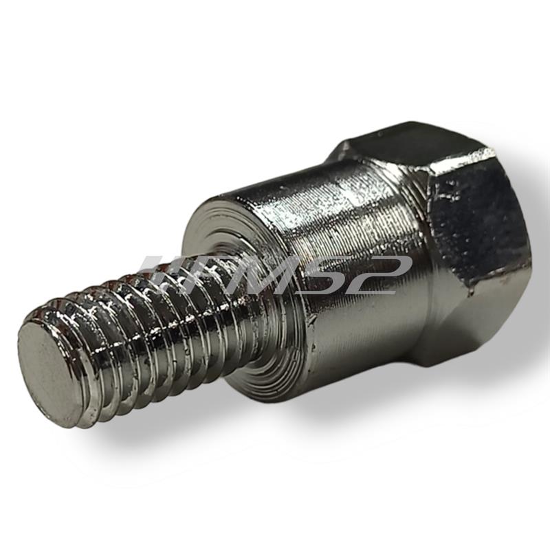 Attacco FAR in metallo zincato argento per specchi retrovisori con attacco inferiore M8 destro e filetto interno superiore M10 x 1,25 destro, ricambio 0269
