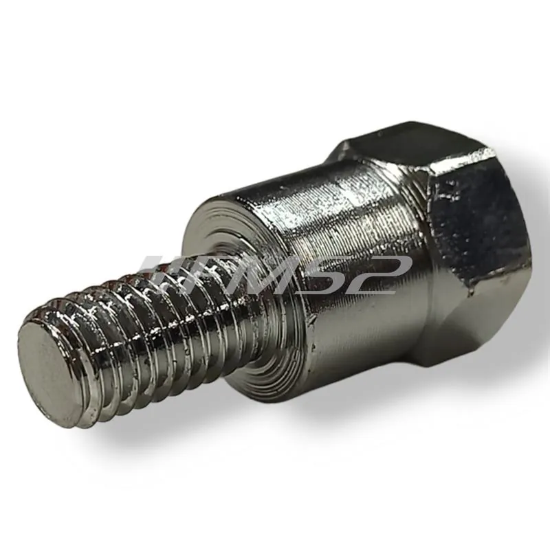 Attacco FAR in metallo zincato argento per specchi retrovisori con attacco inferiore M8 destro e filetto interno superiore M10 x 1,25 destro, ricambio 0269
