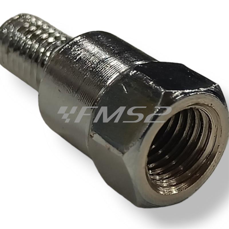 Attacco FAR in metallo zincato argento per specchi retrovisori con attacco inferiore M8 destro e filetto interno superiore M10 x 1,25 destro, ricambio 0269