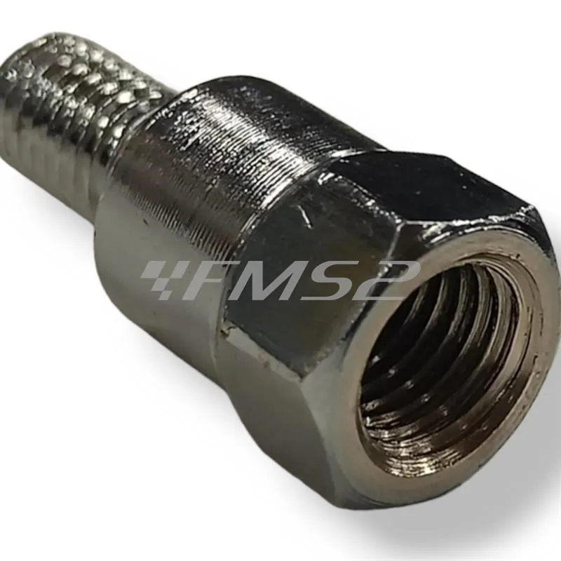 Attacco FAR in metallo zincato argento per specchi retrovisori con attacco inferiore M8 destro e filetto interno superiore M10 x 1,25 destro, ricambio 0269