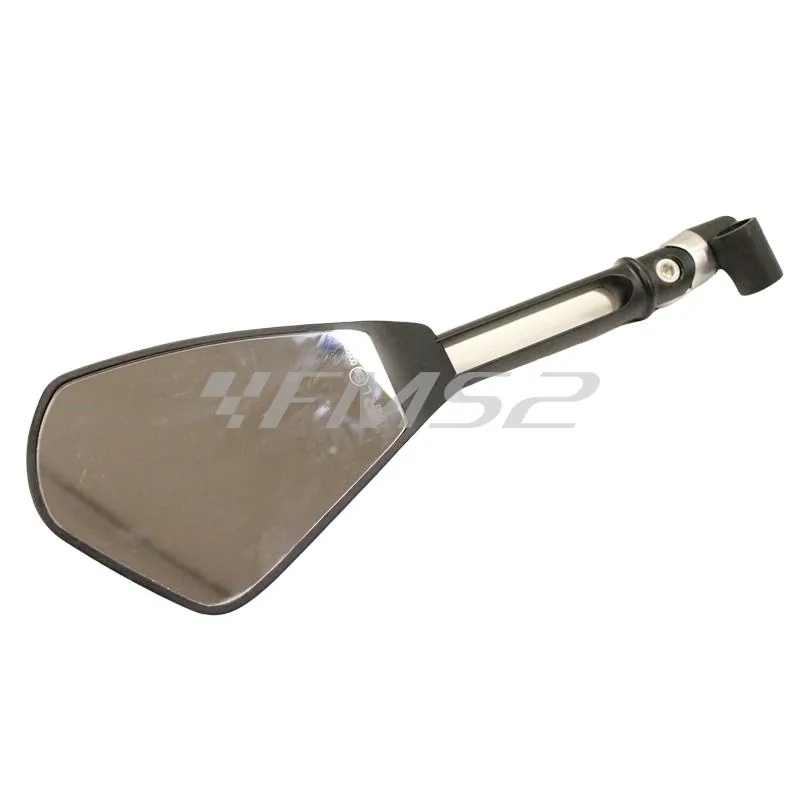 Specchietto retrovisore sinistro modello Viper 1 Line 2011 interamente in alluminio con sede specchio e gambo attacco anodizzato nero, ricambio 7199