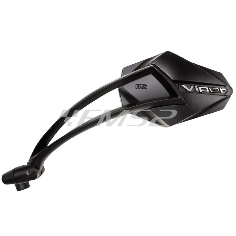Specchietto retrovisore sinitro modello viper 4 nero con montaggio standard tramite vite m10x1,25 sinistro e destro, ricambio 7207