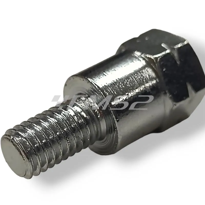 Attacco FAR in metallo zincato argento per specchi retrovisori con attacco inferiore M8 destro e filetto interno superiore M10 x 1,25 sinistro, ricambio C0206152CB