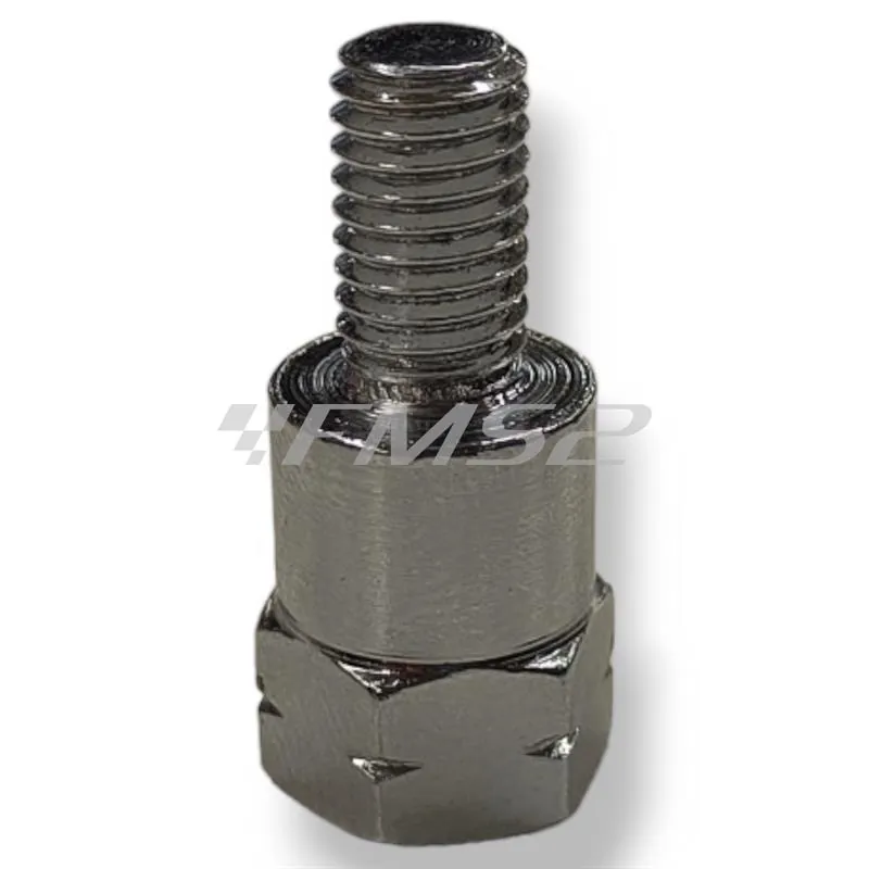 Attacco FAR in metallo zincato argento per specchi retrovisori con attacco inferiore M8 destro e filetto interno superiore M10 x 1,25 sinistro, ricambio C0206152CB