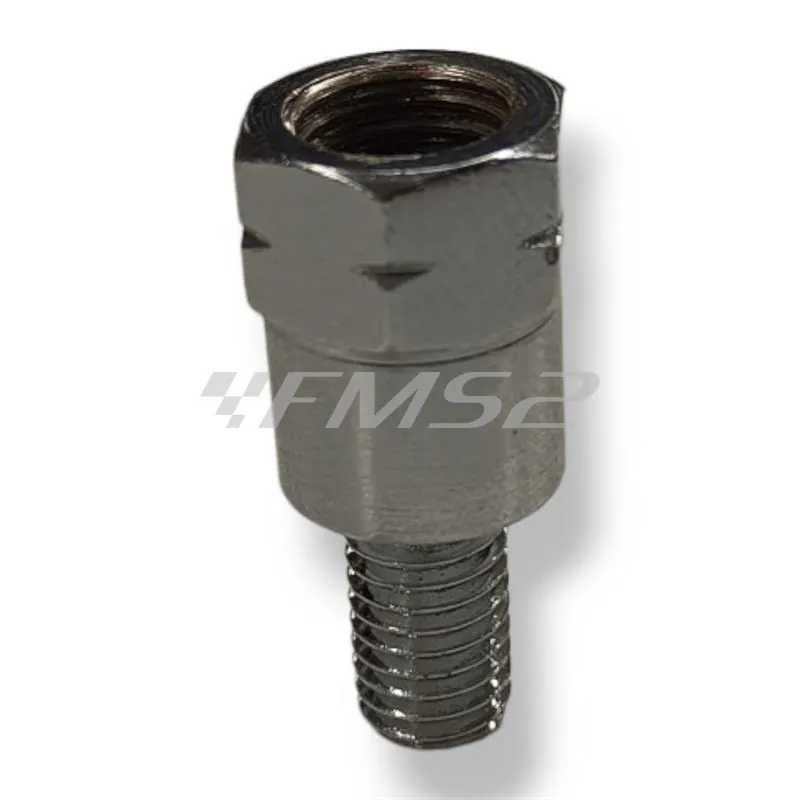 Attacco FAR in metallo zincato argento per specchi retrovisori con attacco inferiore M8 destro e filetto interno superiore M10 x 1,25 sinistro, ricambio C0206152CB