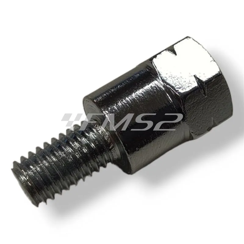 Attacco FAR in metallo zincato argento per specchi retrovisori con attacco inferiore M8 destro e filetto interno superiore M10 x 1,25 sinistro, ricambio C0206152CB