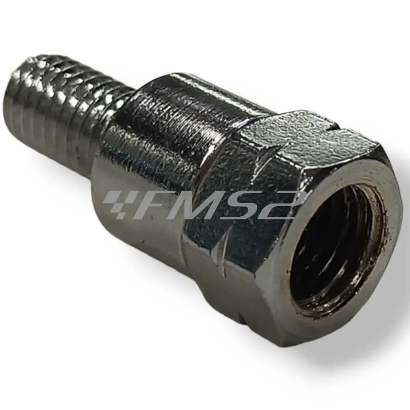 Attacco FAR in metallo zincato argento per specchi retrovisori con attacco inferiore M8 destro e filetto interno superiore M10 x 1,25 sinistro, ricambio C0206152CB