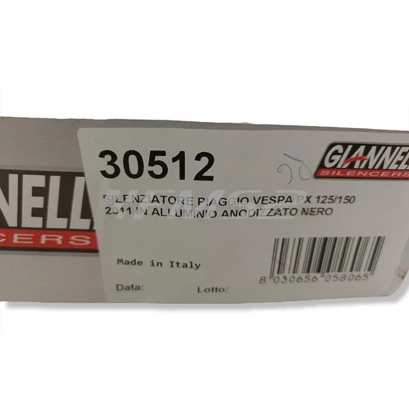 Silenziatore marmitta Giannelli per Piaggio vespa PX 125, 150, 200 cc catalitiche con freno a disco, ricambio 30512