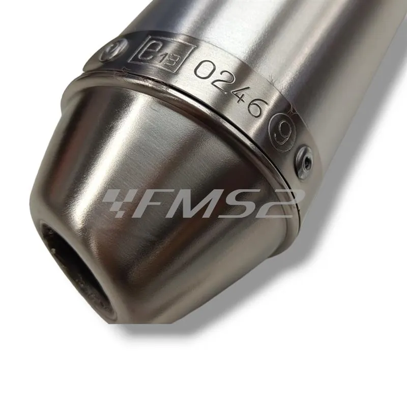 Silenziatore Giannelli in alluminio con forma tonda da abbinare alla pancia espansione codice 34076HF per ciclomotore enduro Sherco HRD 50 cc prodotti dal 1999 fino al 2002, codice 34077HF