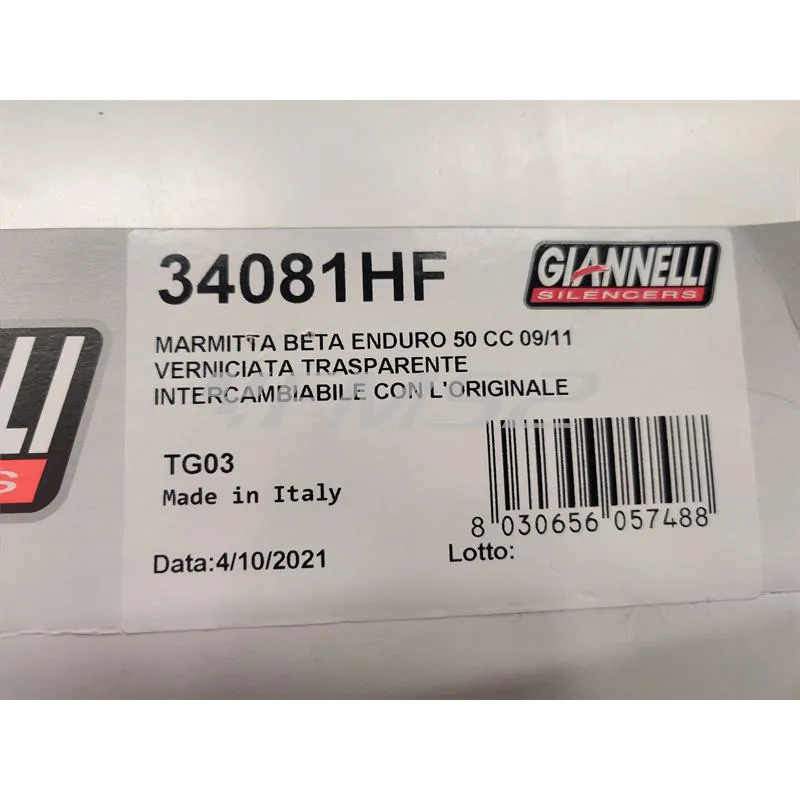 34081HF Marmitta espansione Giannelli per ciclomotore Beta 50 enduro dal 2009 al 2011 intercambiabile all'originale