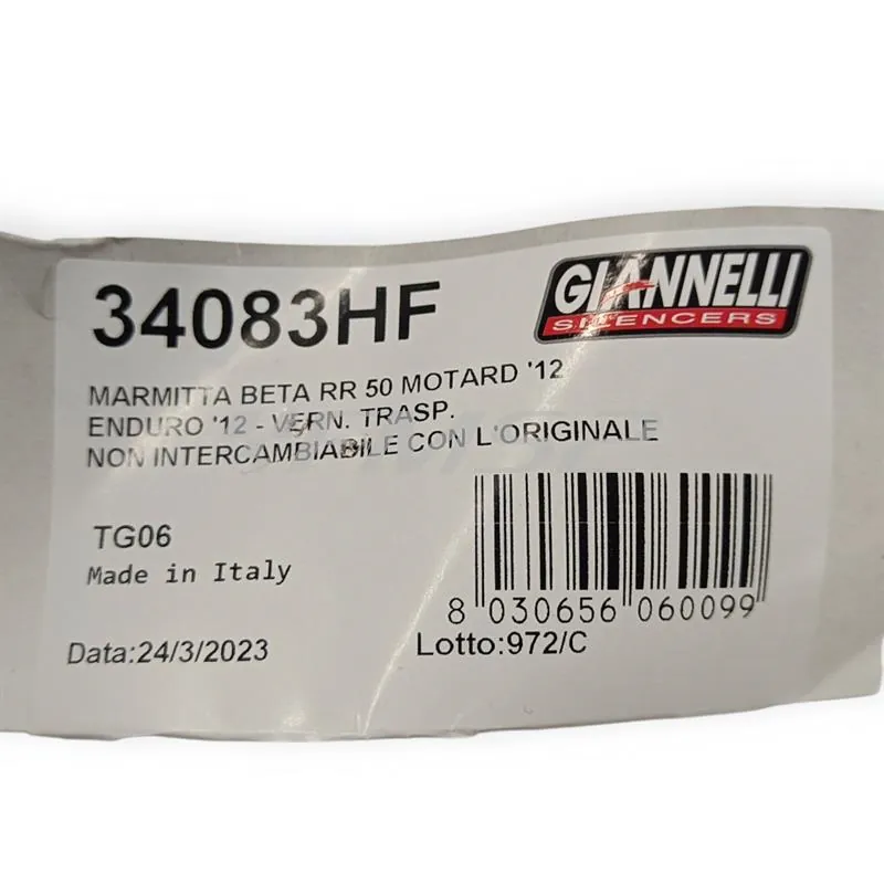 34083HF Marmitta Giannelli per BETA ENDURO/MOTARD RR 50cc prodotti dal 2012 fino al 2017 (type C2)