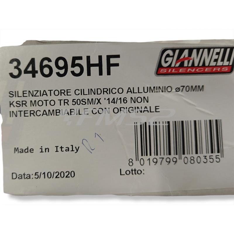 Silenziatore in alluminio Giannelli diametro 70 mm ksr moto tr50sm/, ricambio 34695HF