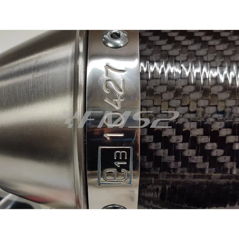 34702HF Silenziatore cilindrico Giannelli in carbonio completo di raccordo e bulloneria per ciclomotore Beta RR 50 modello enduro e motard prodotti dal 2017 in poi e con type C3
