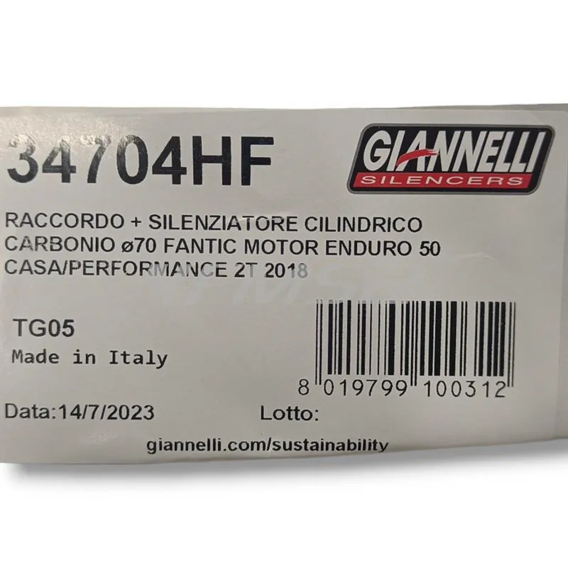 Silenziatore carbonio enduro/cross 2T 2 Tempi Fantic Motor Casa 50/Performance 2T, codice 34704HF