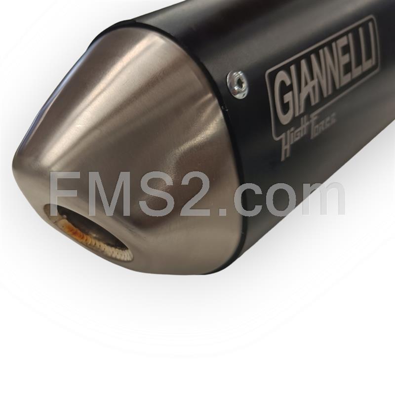 Silenziatore omologato Giannelli con forma ovale in alluminio nero per Valenti Racing RME, SM, S01 50cc prodotti dal 2015 fino al 2020, codice 34707HF