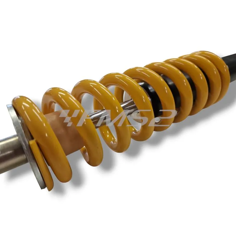 Mono ammortizzatore posteriore HM-Vent regolabile precarico molla con serbatoio a gas e monta su tutte le versioni HM e Vent 50 con attacco occhiello e forchetta prodotti dal 1995 in poi, ricambio K02720755