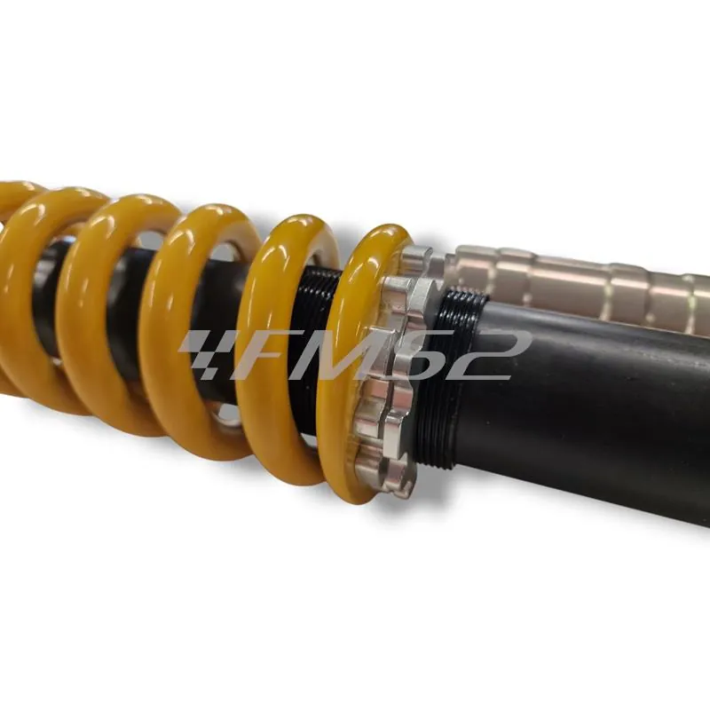 Mono ammortizzatore posteriore HM-Vent regolabile precarico molla con serbatoio a gas e monta su tutte le versioni HM e Vent 50 con attacco occhiello e forchetta prodotti dal 1995 in poi, ricambio K02720755