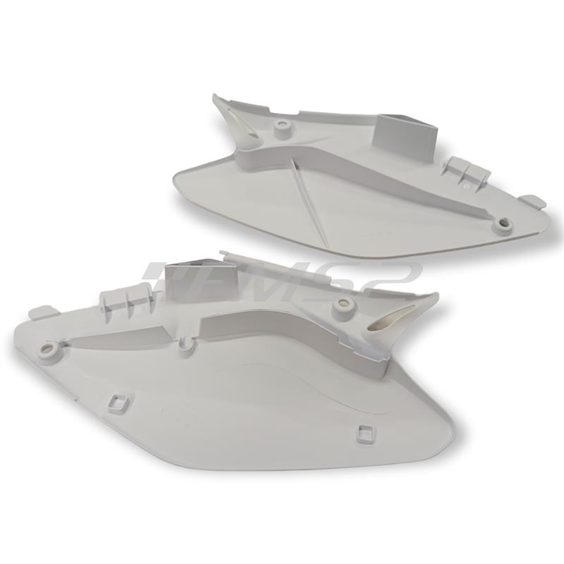 Coppia fianchetti sotto sella posteriori HM - Vent in plastica di colore bianco senza grafiche per HM e Vent 50 cc e 125 cc enduro e motard, ricambio W23207