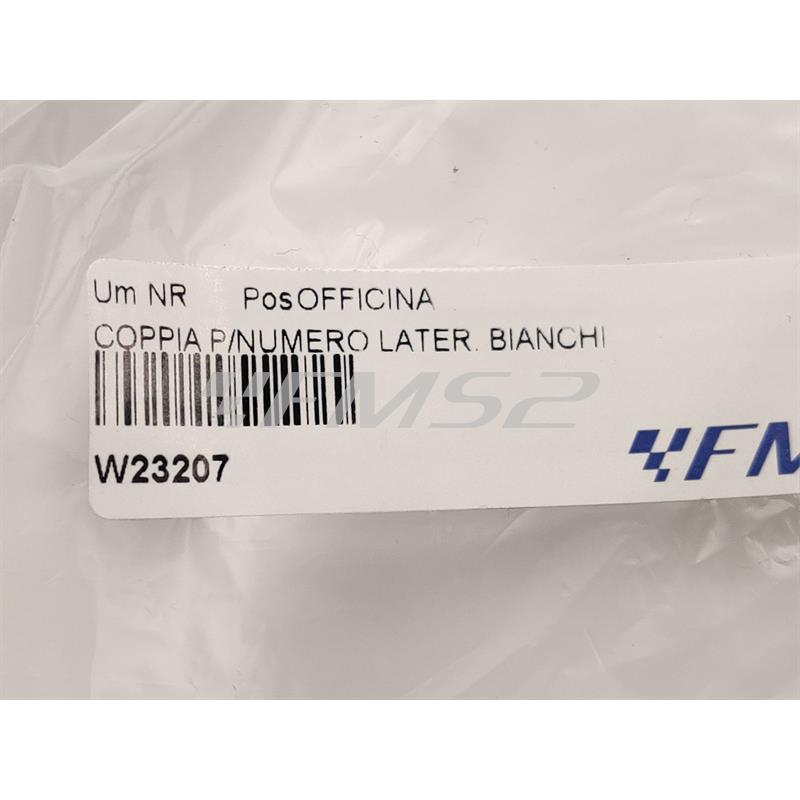 Coppia fianchetti sotto sella posteriori HM - Vent in plastica di colore bianco senza grafiche per HM e Vent 50 cc e 125 cc enduro e motard, ricambio W23207