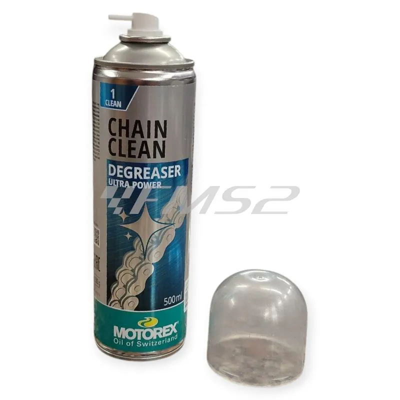 Pulitore sgrassante catena Motorex - bomboletta spray da 500 ml, ricambio M302274