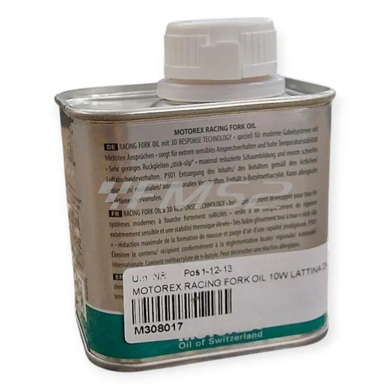 Olio forcelle racing Motorex con densità 10W - lattina da 250 ml, ricambio M308017