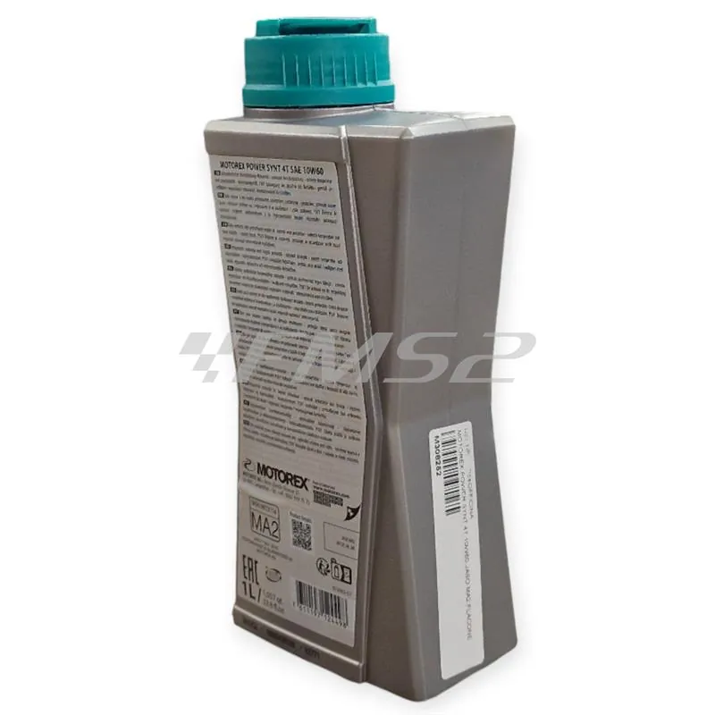 Olio motore Motorex Power Synt 4 tempi 10W-60 JASO MA2, API SP/SN/SM - flacone da 1 litro, ricambio M308252