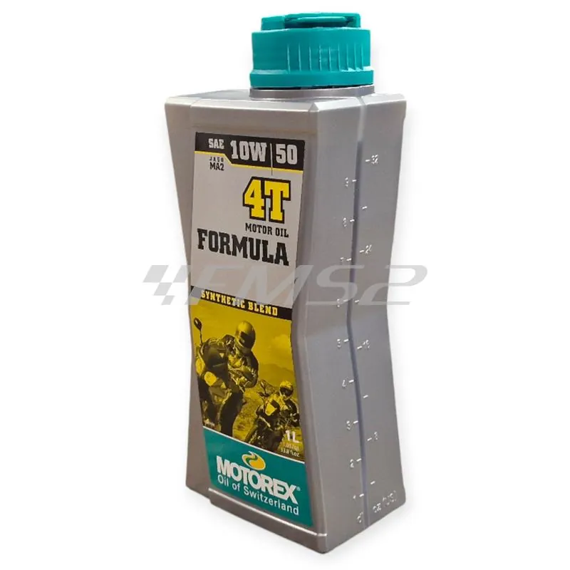 Olio motore Motorex Formula 4 tempi 10W-50 JASO MA2, API SL/SJ/SH/SG - flacone da 1 litro, ricambio M311065