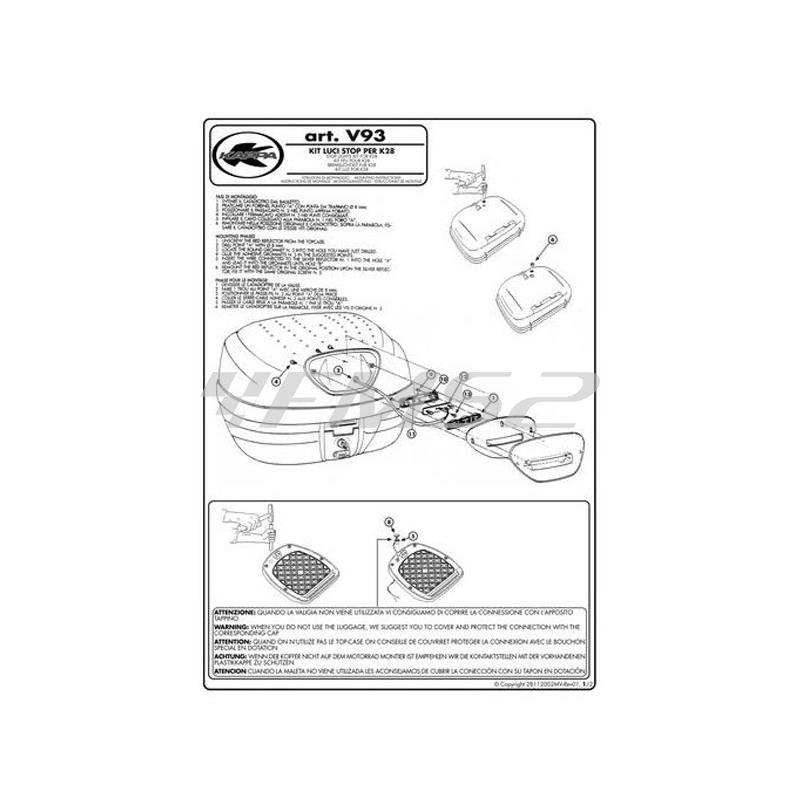 Luce stop luminosa da applicare al bauletto valigia K28 e K42 (Kappa), ricambio V93