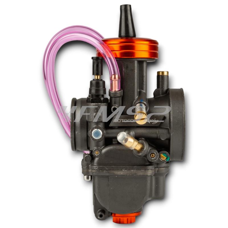 Carburatore PWK 28 Racing V2 senza depressore e miscelatore, distribuito da Motoforce per applicazioni varie 2 tempi, ricambio MF1620310