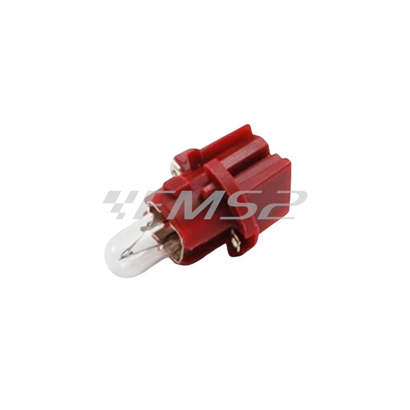 Portalampada con lampadina tuttovetro Malaguti 12 Volt 2 Watt, colore rosso, ricambio 02301500