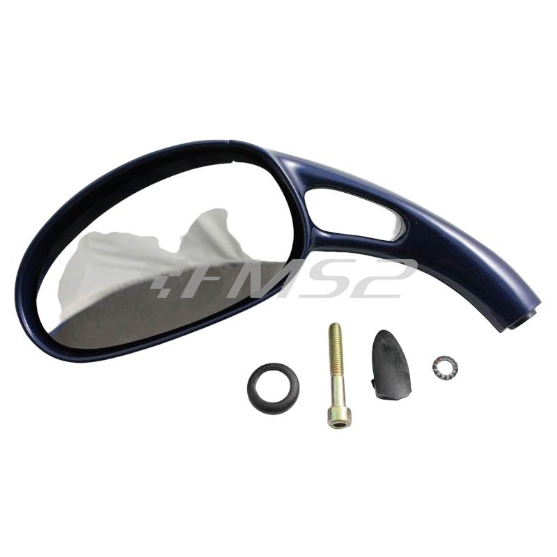 Specchietto retrovisore sinistro completo di attacchi verniciato blu (Phantom Malaguti), ricambio 08801864