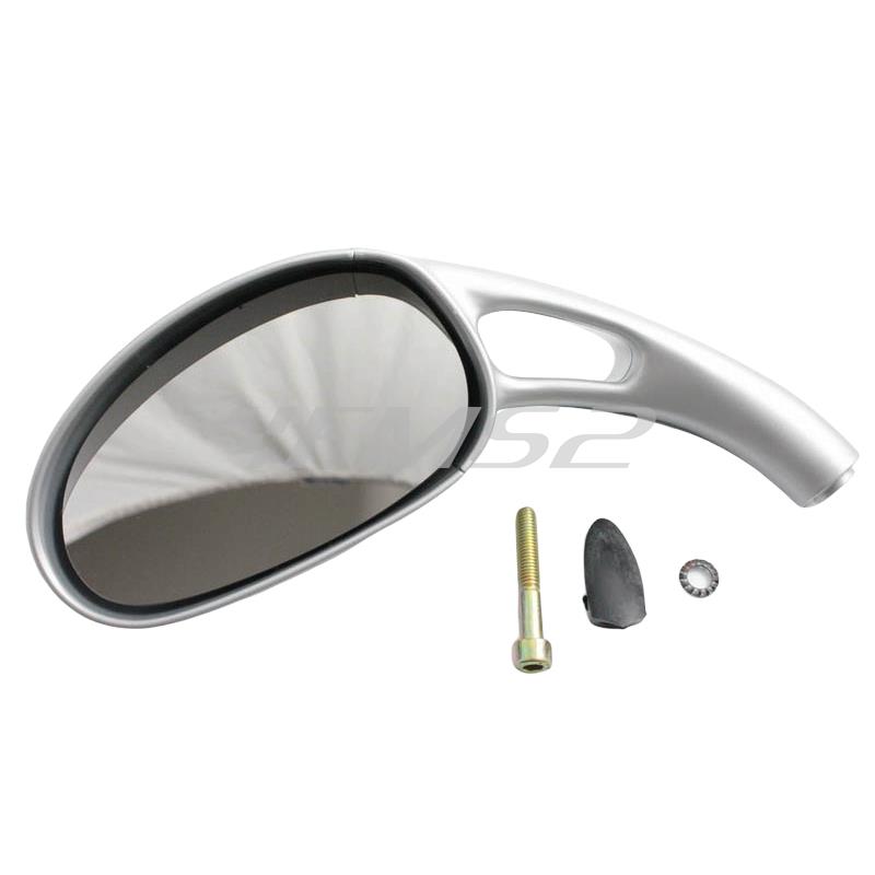 Specchietto retrovisore sinistro completo di attacchi verniciato argento (Phantom Malaguti), ricambio 08801888