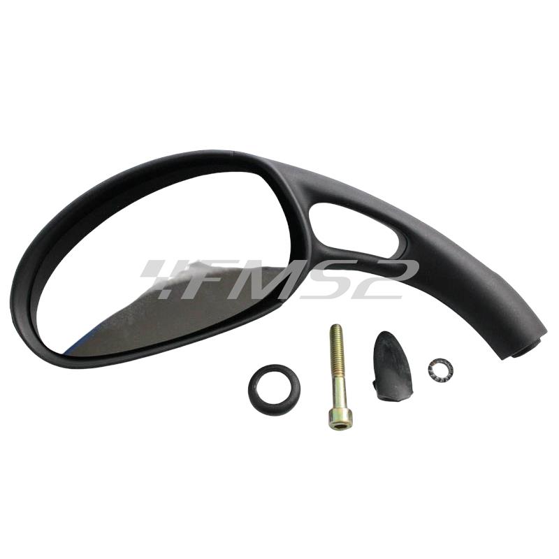 Specchietto retrovisore sinistro completo di attacchi verniciato nero opaco (Phantom Malaguti), ricambio 08801893