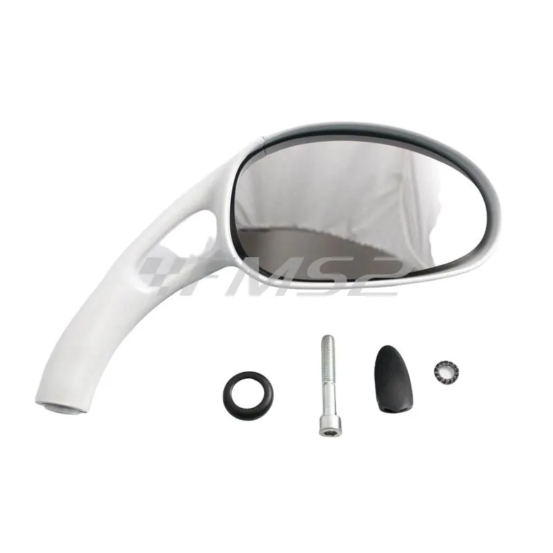 Specchietto retrovisore destro completo di attacchi verniciato bianco perlato (Phantom Malaguti), ricambio 08801980