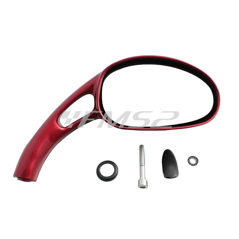 Specchietto retrovisore destro completo di attacchi verniciato rosso (Phantom Malaguti), ricambio 08801981