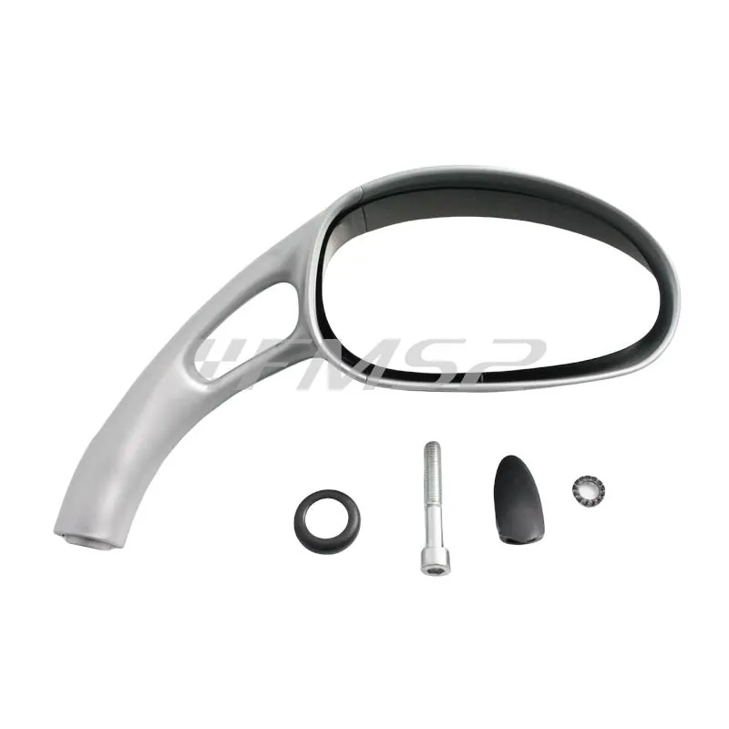 Specchietto retrovisore destro completo di attacchi verniciato argento (Phantom Malaguti), ricambio 08801988