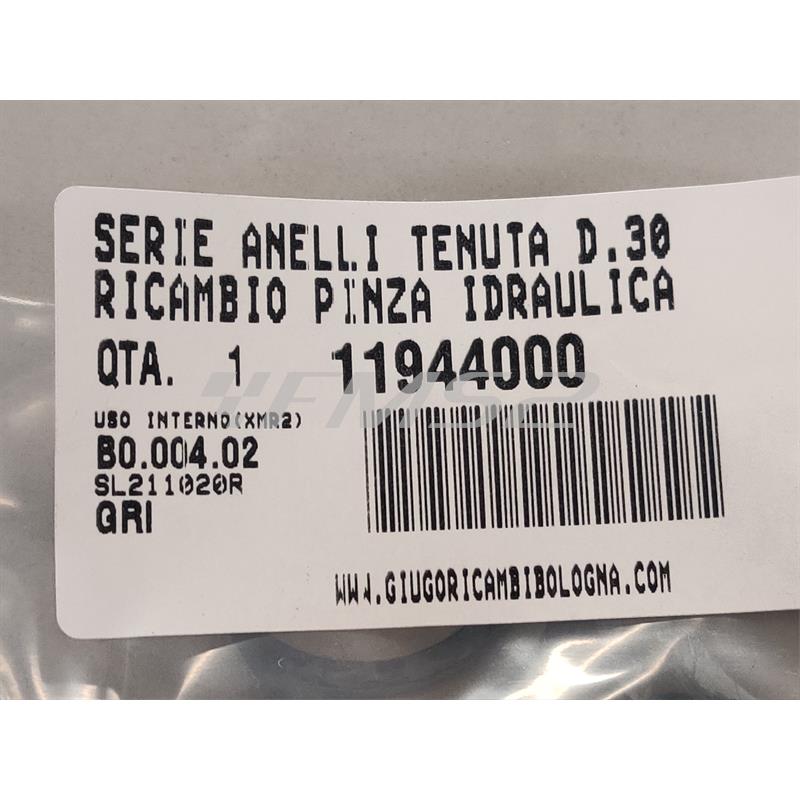 Gommini tenuta pinza freno Grimeca con cilindretti diametro 30 mm (Malaguti), ricambio 11944000