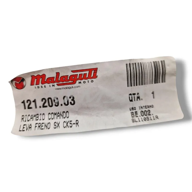 Leva sinistra comando freno posteriore in alluminio nero per scooter Malaguti F12R aria e Centro SL 50 4 tempi prodotti dal 2009 in poi, ricambio 12120903