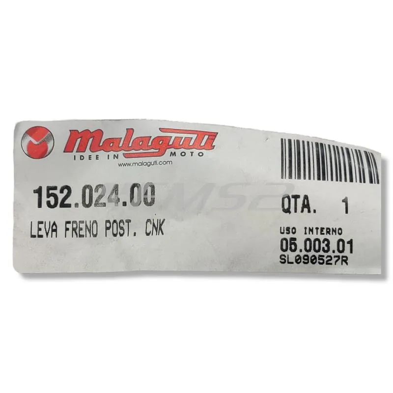 Leva freno posteriore completa di gommino per Malaguti Drakon 50 cc, ricambio 15202400