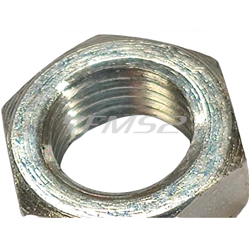 Dado M12 x 1,25 mm zincato argento con chiave 17 mm per fissaggio puleggia fissa variatore sui motori scooter Franco Morini montati sugli scooter Aprilia Sr 50 e Malaguti Crosser, ricambio 60409200