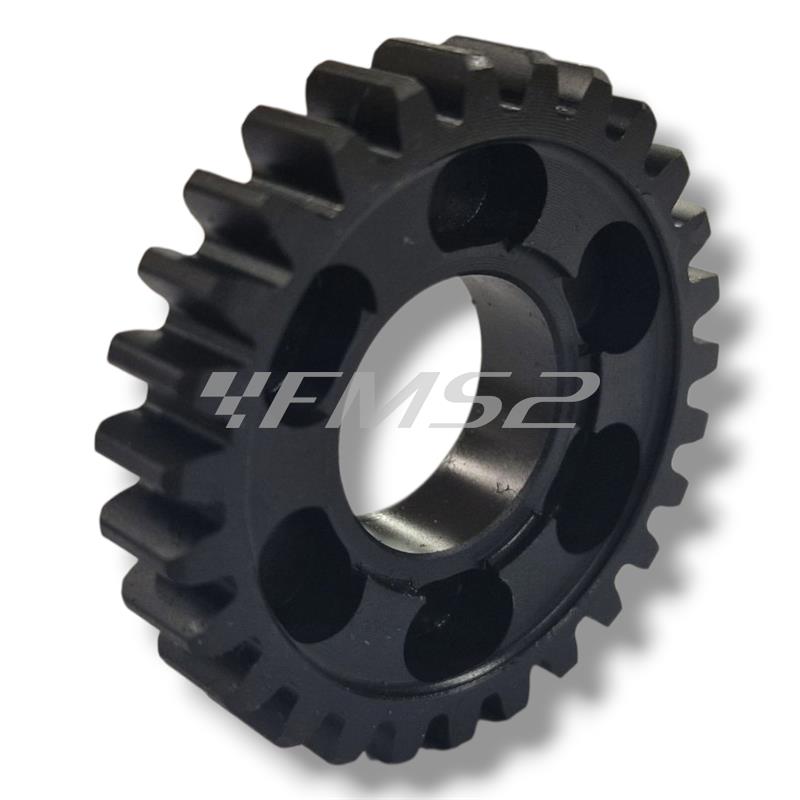 Ingranaggio 4° velocità sul secondario (z=27) originale Malaguti montato nei motori Minarelli serie AM6, ricambio 74016900
