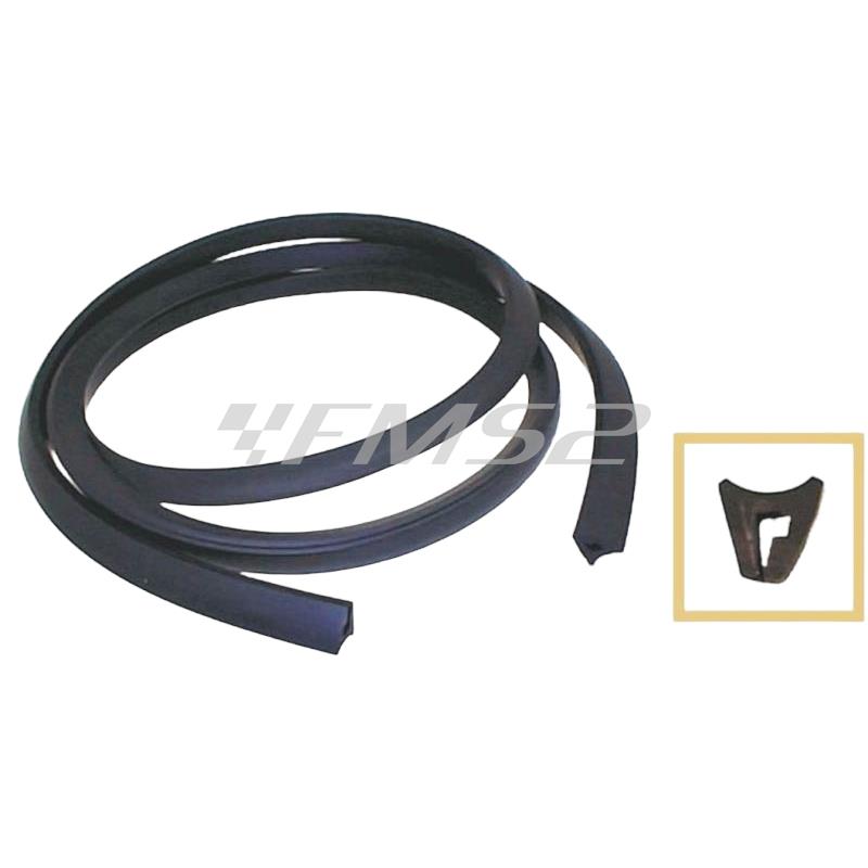 Profilo bauletto in gomma di colore nero con tagli agli angoli come originale per bauletto Vespa PX-pe tutte le versioni (Mentasti Ariete), ricambio 08972