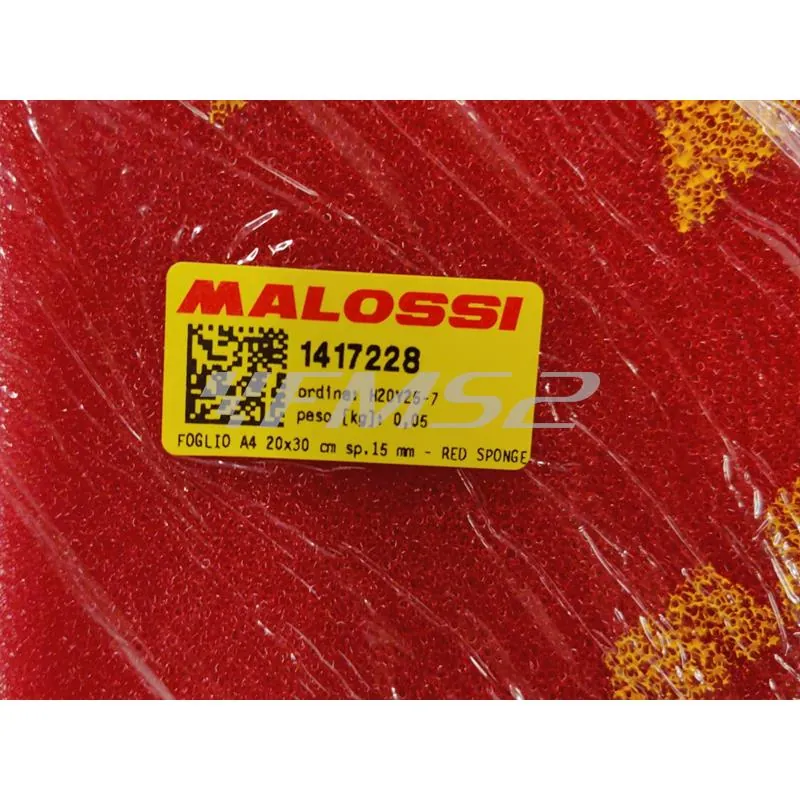 1417228 Foglio spugna Red Sponge Malossi mono strato con dimensione 20 x 30 cm e spessore 15 mm per applicazioni varie