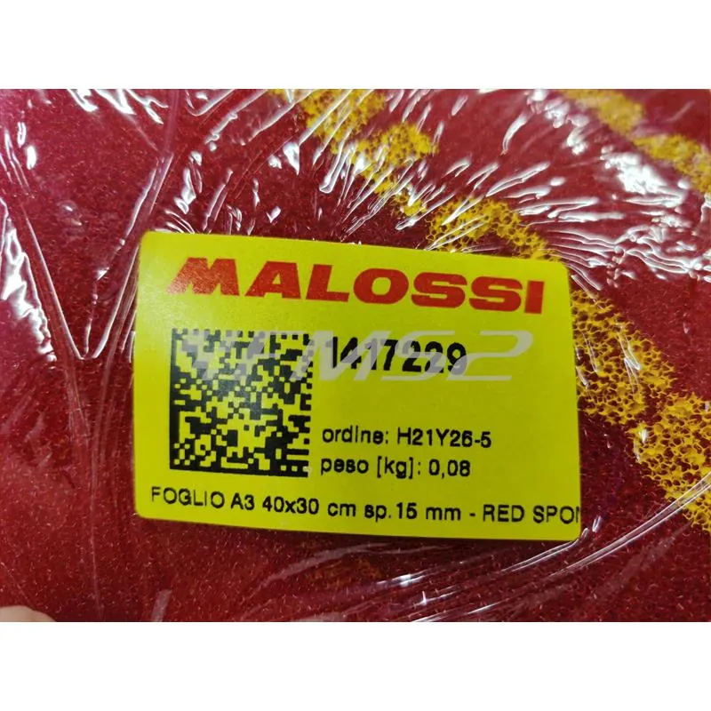 1417229 Foglio a3 spugna Red Sponge Malossi mono strato con dimensione 40 x 30 cm e spessore 15 mm per applicazioni varie