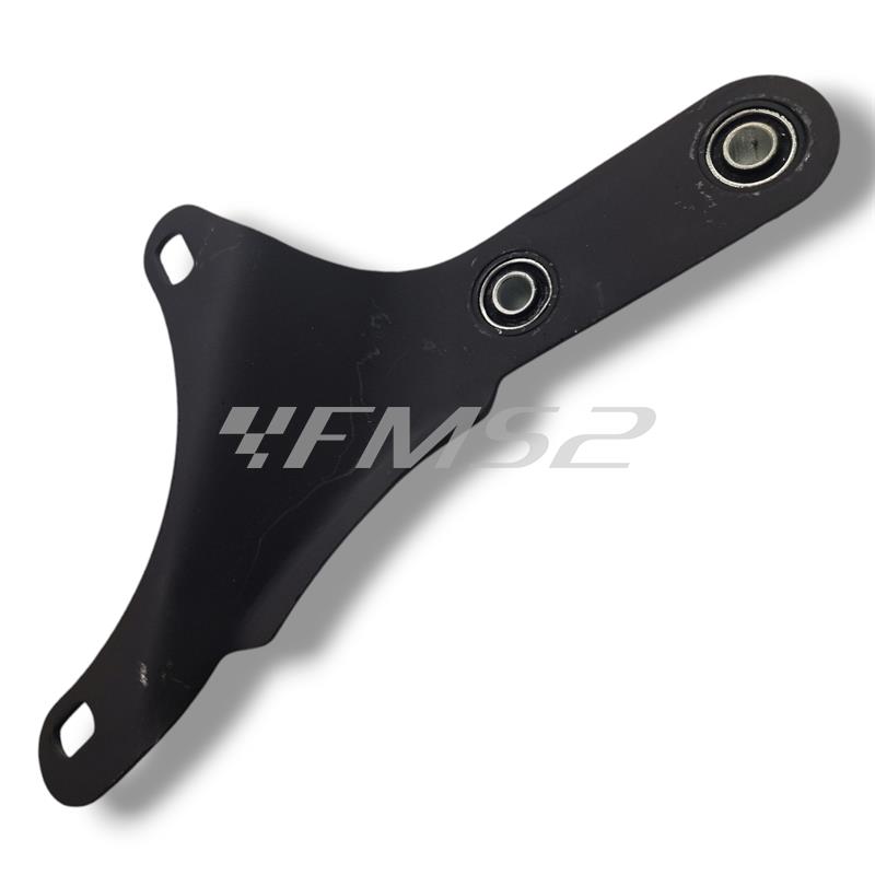 Staffa Malossi verniciata nera completa di silentblock per marmitta modello Wild Lion omologata per scooter con motore Piaggio raffreddati ad aria, ricambio 1816600B