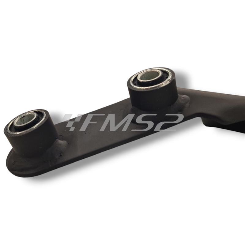 Staffa Malossi verniciata nera completa di silentblock per marmitta modello Wild Lion omologata per scooter con motore Piaggio raffreddati ad aria, ricambio 1816600B