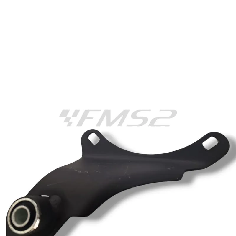 Staffa Malossi verniciata nera completa di silentblock per marmitta modello Wild Lion omologata per scooter con motore Piaggio raffreddati ad aria, ricambio 1816600B