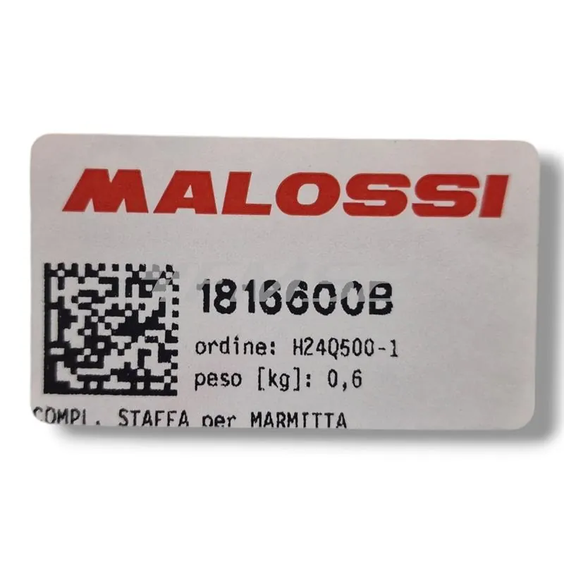 Staffa Malossi verniciata nera completa di silentblock per marmitta modello Wild Lion omologata per scooter con motore Piaggio raffreddati ad aria, ricambio 1816600B