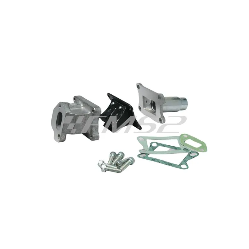 Complessivo collettore aspirazione lamellare attacco al carter per utilizzo carburatori dell'orto SHBC 18-16 e 19-19 montati su Piaggio Ape 50 con attacco a 2 e 3 viti, ricambio 205826