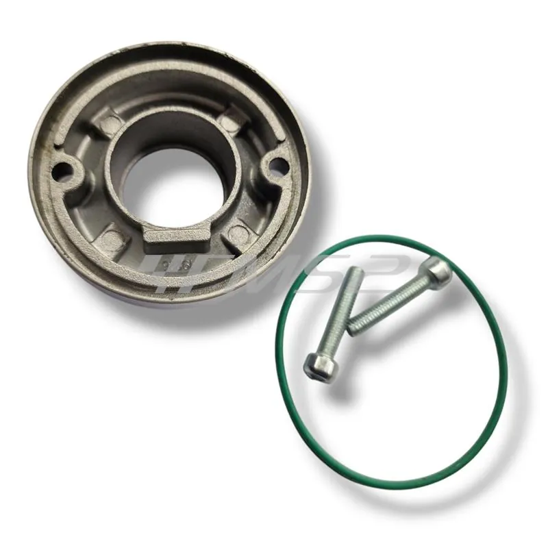 Fondello posteriore in alluminio per silenziatore diametro 60 mm Malossi lato uscita beccuccio scarico completo di O-Ring viton verde e viti di fissaggio M5x25 mm, ricambio 2519783